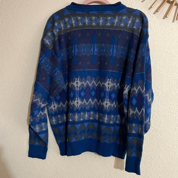 π€ Vintage 1991 Menβs Patterned Saturdays Pull Over Sweater - Picture 2 of 4